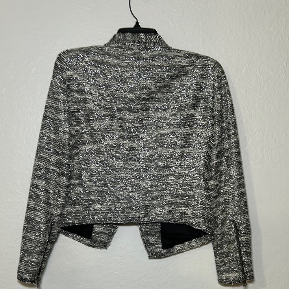 Zara Black and Gray Blazer with Textured Tweed Design - Picture 6 of 8